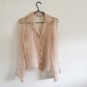 Stella McCartney Pink Silk Metallic Blouse US 4